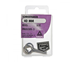 Deltafix 10 stuks Deltafix Schroefhaak RVS40mm Set 5st