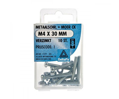 Deltafix 10 stuks Deltafix Metaalschroef + Moer CK Verzinkt CK M4x30mm 10st
