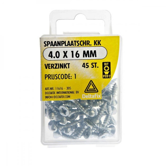 Deltafix 10 stuks Deltafix Spaanplaatschroef KK 4.0x16mm Set 45st