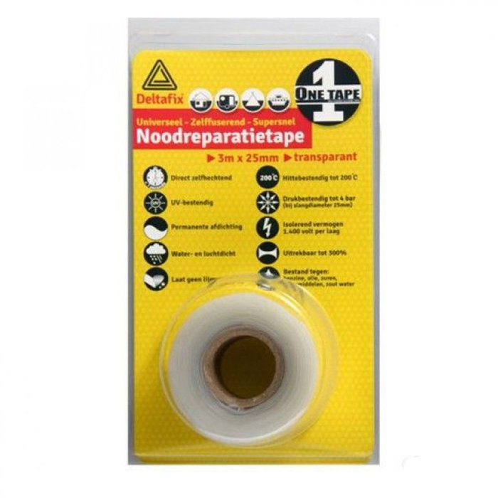 Deltafix 5 stuks Deltafix Uitvoering Siliconen 3mtrx25mm Transparant