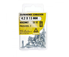 Deltafix 10 stuks Deltafix Zelfborende Schroef Verzinkt 4.2x13mm Set 23st