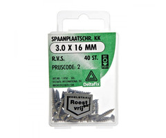 Deltafix 10 stuks Deltafix Spaanplaatschroef KK RVS 3.0x16 mm Set 40st