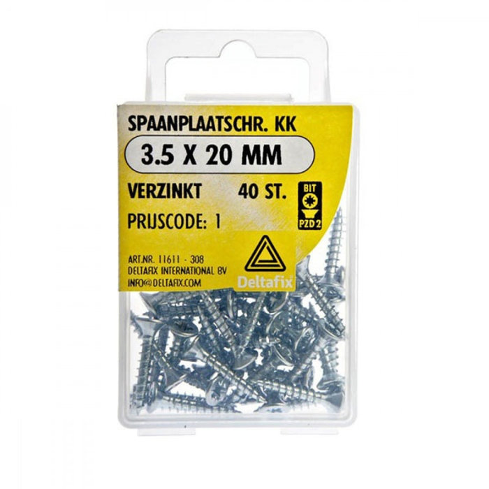 Deltafix 10 stuks Deltafix Spaanplaatschroef KK 3.5x20mm Set 40st