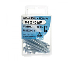 Deltafix 10 stuks Deltafix Metaalschroef + Moer PK Verzinkt M4x40mm 10st