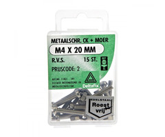 Deltafix 10 stuks Deltafix Metaalschroef + Moer CK RVS CK M4x20mm 15st