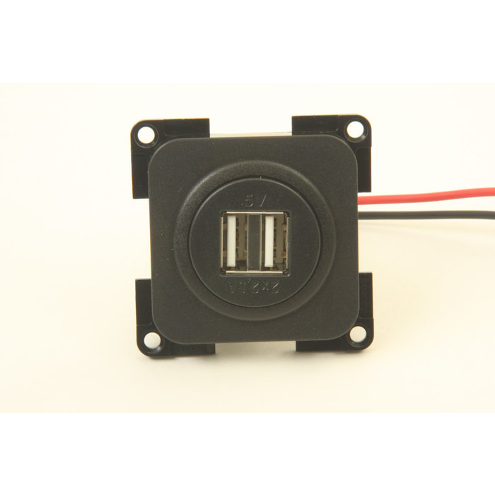 Presto 5 stuks Presto Contactdoos 2x USB Lader 12V Inbouw S-10.000 Zwart