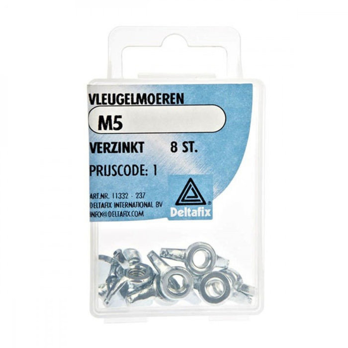 Deltafix 10 stuks Deltafix Vleugelmoer Verzinkt M5 Set 8st