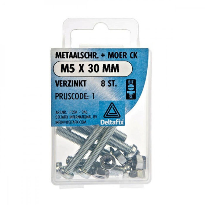 Deltafix 10 stuks Deltafix Metaalschroef + Moer CK Verzinkt CK M5x30mm 8st