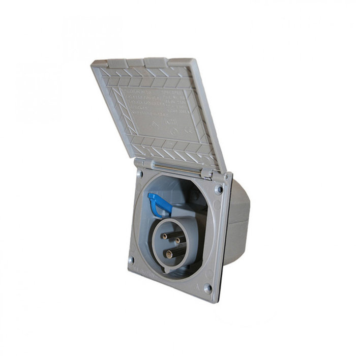 Fjord Outdoor Inbouwstekkerdoos CEE Vierkant Zilver