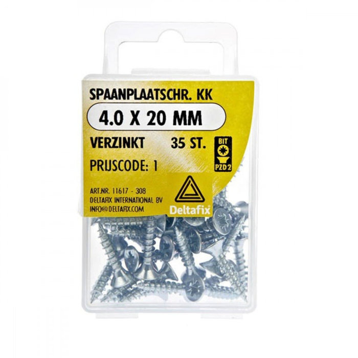Deltafix 10 stuks Deltafix Spaanplaatschroef KK 4.0x20mm Set 35st