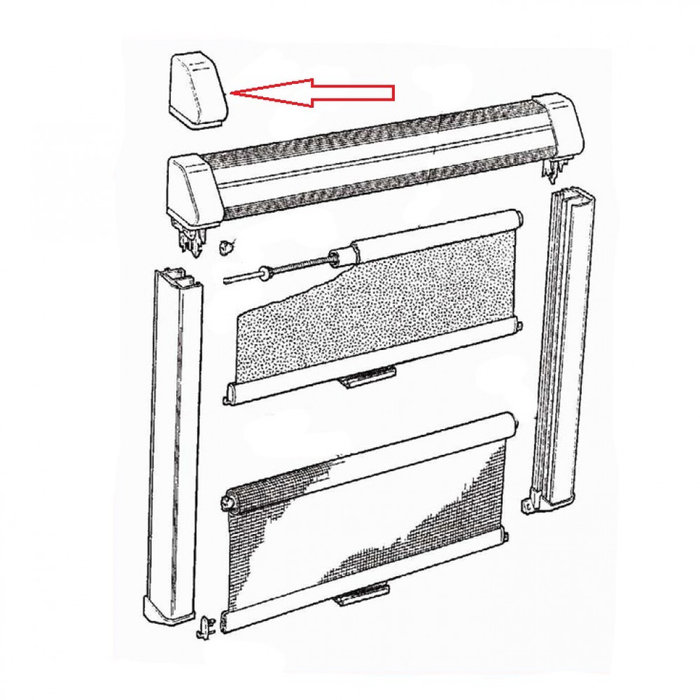 Dometic Dometic Combirollo 2000 Eindkap Links Creme