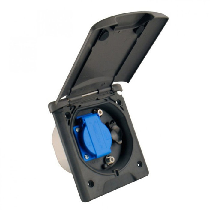 FjordOutdoor Inbouwstekkerdoos Design 2014 230V/12V/Sat Antraciet