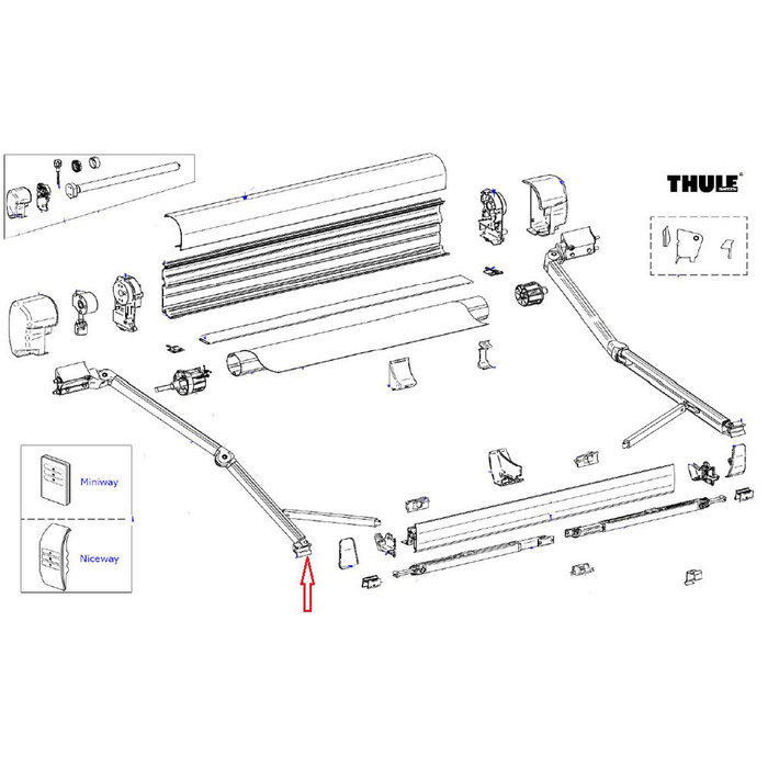 Thule Thule Eindstuk Knikarm Leadrail L+R 8000/9200