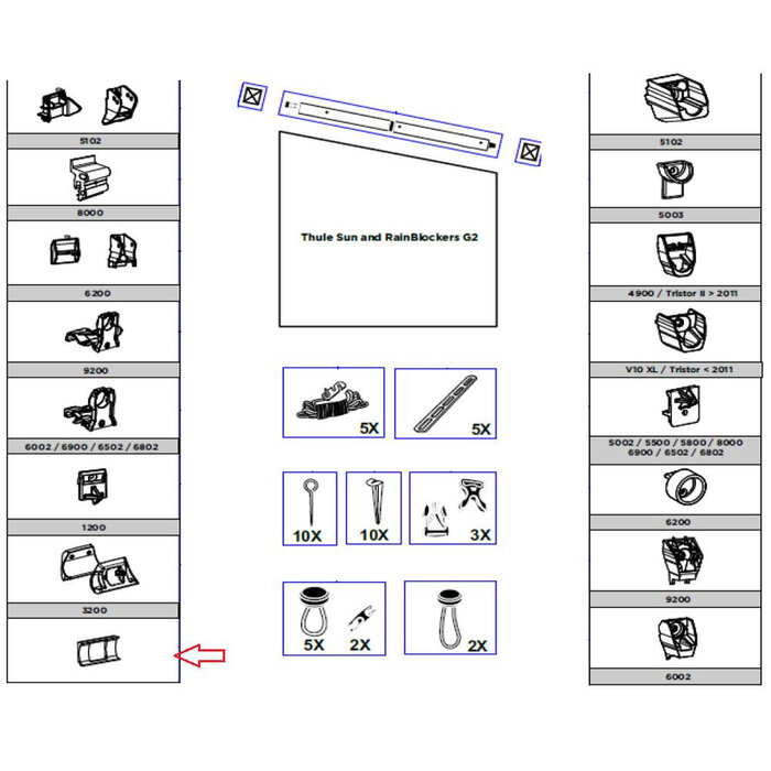 Thule Thule Connection Pieces Tension Rafter 3200