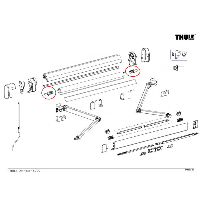 Thule Thule Eindkap Roller Tube LH+RH 4900/5200