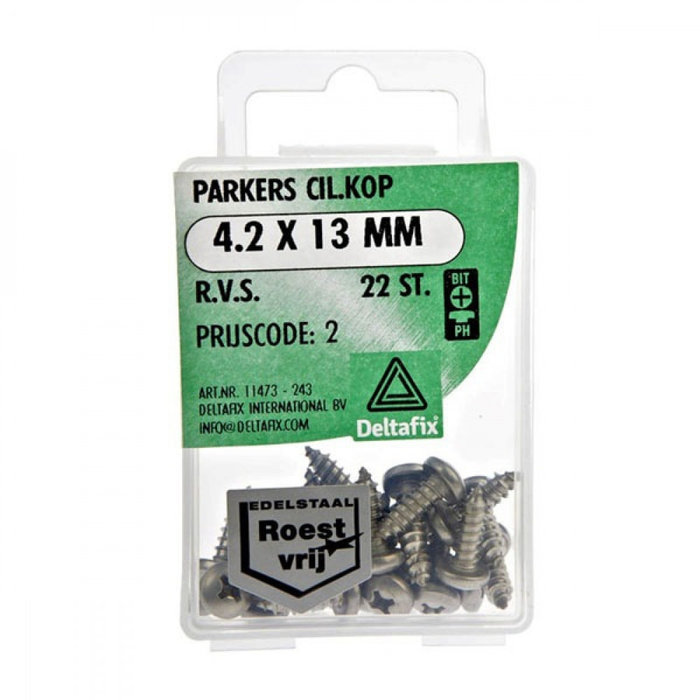 Deltafix 10 stuks Deltafix Parker CK RVS 4.2x13mm Set 22st