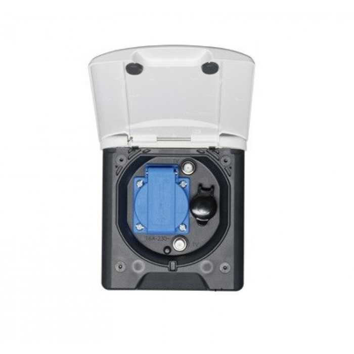 Fjord Outdoor Inbouwstekkerdoos Design 2014 230V/12V/Sat Wit