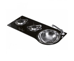 CAN Can  Kookplaat 2-Pits met Spoelbak Rechts PV1364 Crystal