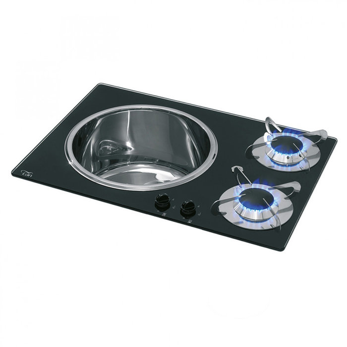 CAN Can Kookplaat 2-Pits met Spoelbak Rechts PV1360 Crystal