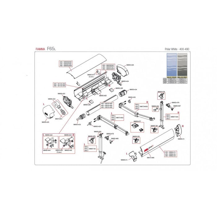 Fiamma Fiamma rechter eindkap vaste bak F65 L polar white