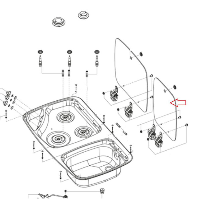 Dometic Dometic Glasplaat Spoelbak MO7103