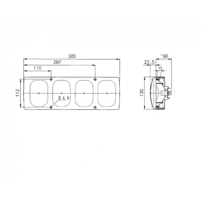 Jokon Jokon Achterlicht 561 Rem/ Knipper/ Mist/ Achteruitrij 4-Vaks Inbouw