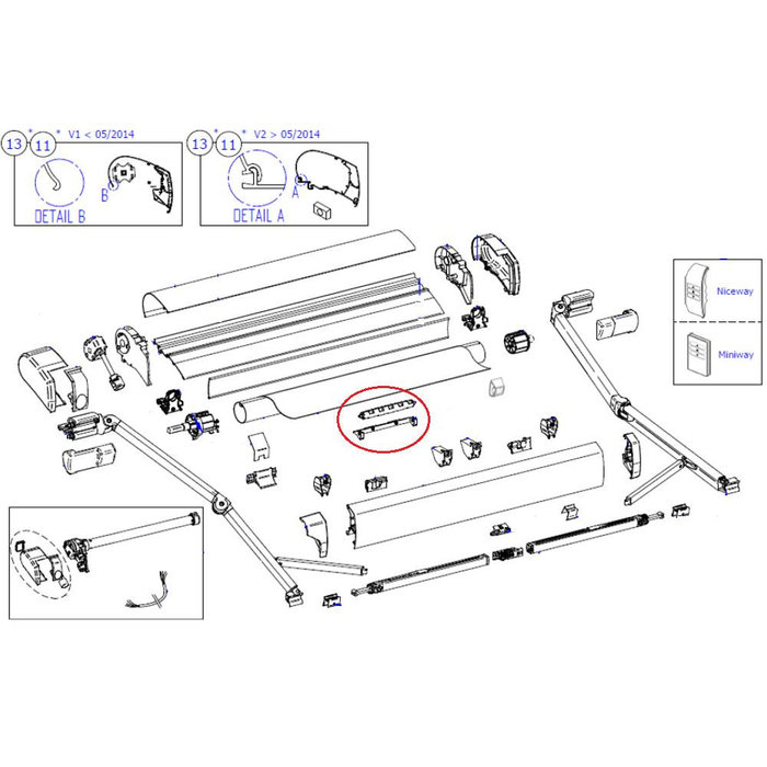 Thule Thule 9200 Center Support Roller Tube
