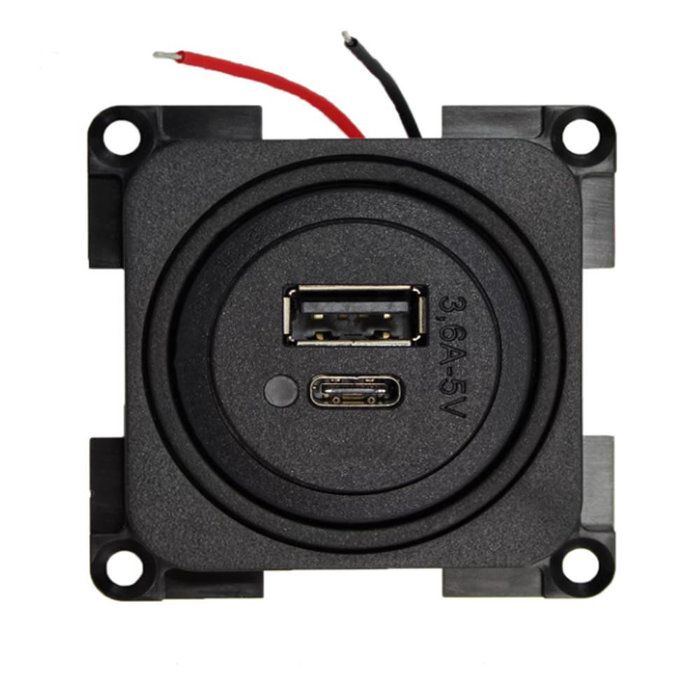 Presto Presto Contactdoos 2x USB A/C Lader 12V LED Inbouw S-10.000 Zwart