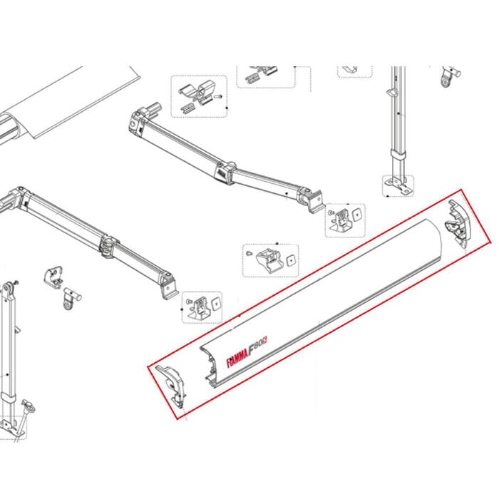 Fiamma Fiamma F80S Lead Rail met Eindkappen 370 Deep Black