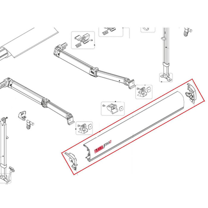 Fiamma Fiamma F80S Lead Rail met Eindkappen 290 Deep Black