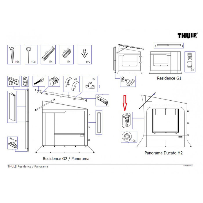 Thule Thule Panorama Ducato H2 Voet Bevestiging 2st.
