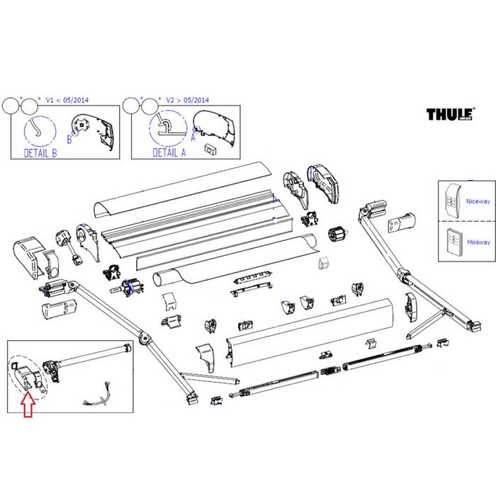Thule Thule 9200 Endcap Main Housing 230V LH Wit <2022