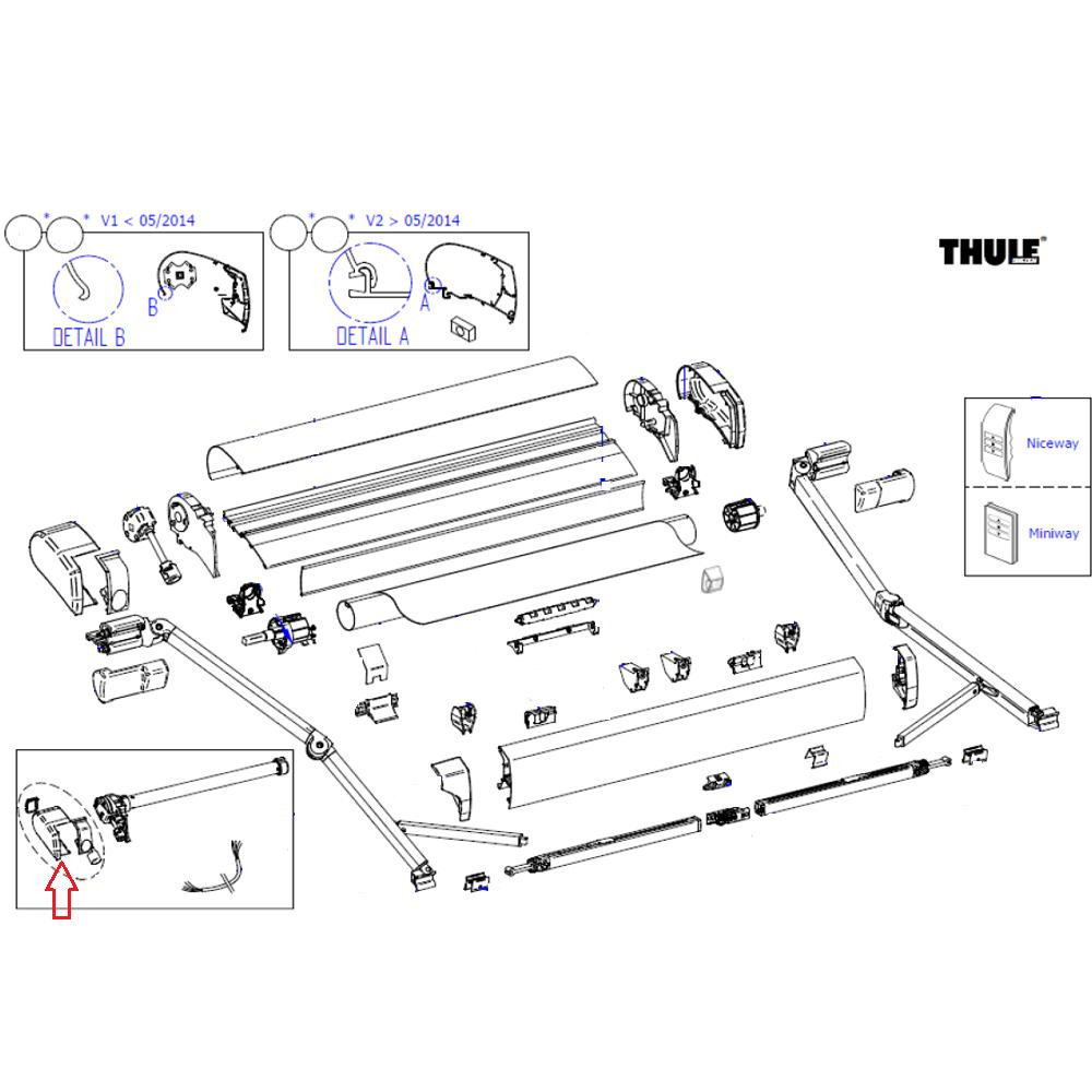 Thule Thule 9200 Endcap Main Housing 230V LH Wit <2022