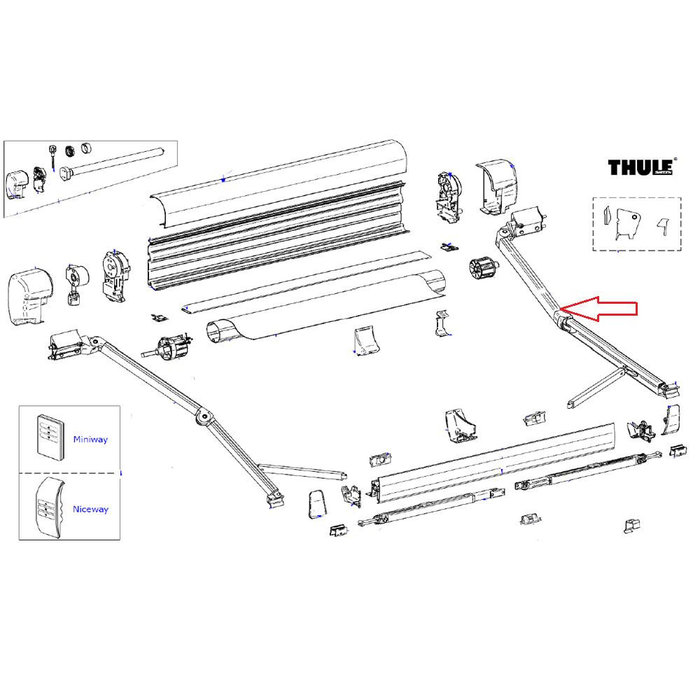 Thule Thule 8000 Knikarm rechts 3.5m