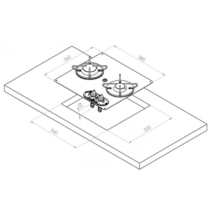 Navyload Navy Load Kookplaat RVS 2-Pits 380x360