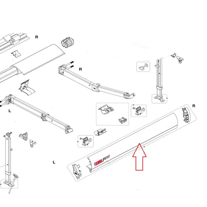 Fiamma Fiamma F65s Polar White 370 Leadbar met Eindkappen