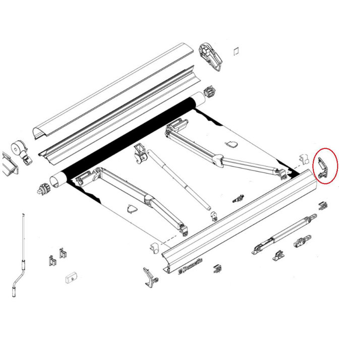 Dometic Dometic Eindkap Leadreail Rechts PR2000 Antraciet