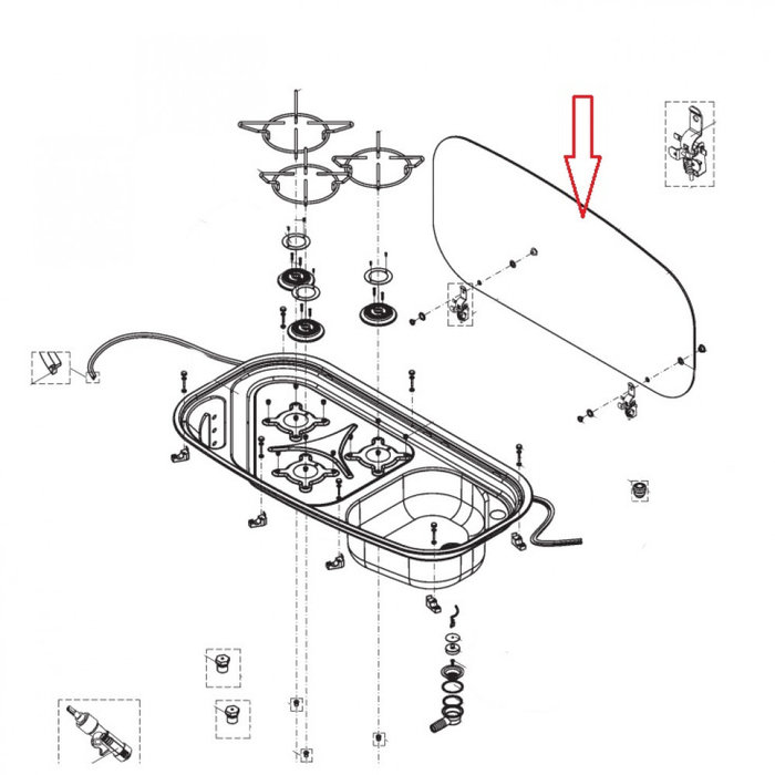 Dometic Dometic Glasdeksel, RAL9005  HSG 3436