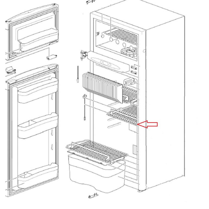 Thetford Thetford N175 Koelkast Rooster boven Groentebak