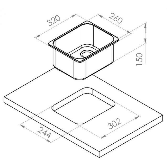Navyload Navy Load Spoelbak Rechthoekig RVS 320x260
