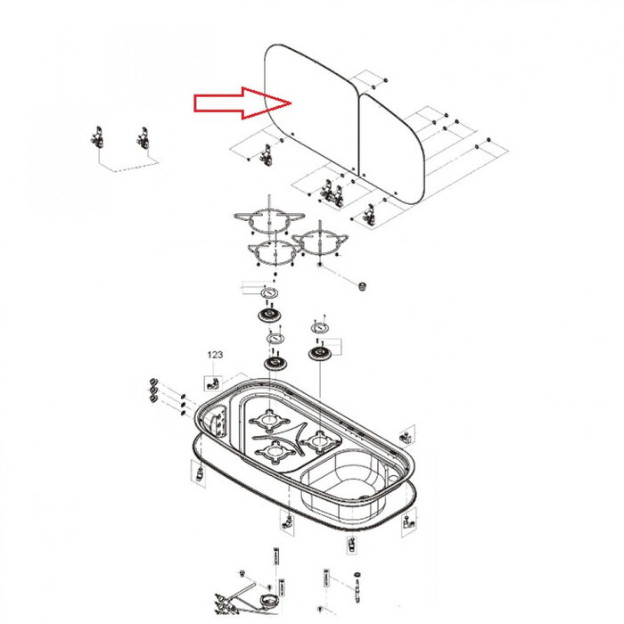 Dometic Dometic MO840 Komfoort Glasplaat Links