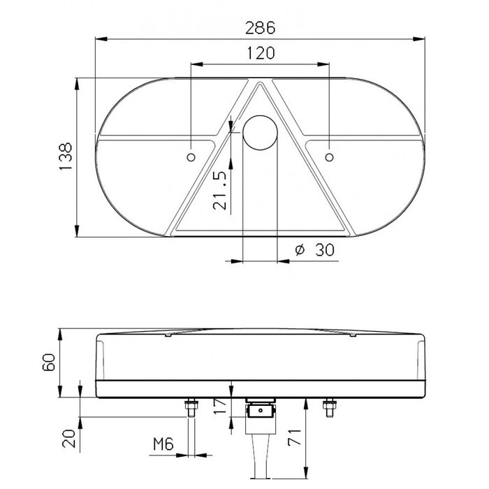 Jokon Jokon Achterlicht L621 Rem/ Knipper/ Kenteken/ Mist/ Achteruitrij/ Driehoek Reflector Opbouw Rechts