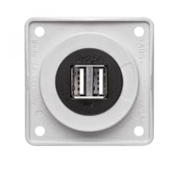 Berker 5 stuks Berker Contactdoos 2x USB Lader 12V Inbouw Wit Hoogglans