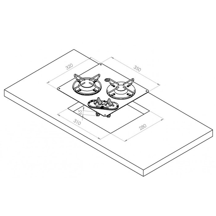 Navyload Navy Load Kookplaat RVS 2-Pits 350x320