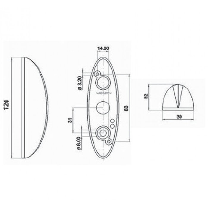 Jokon Jokon Markering SPL2010 Ovaal Opbouw Rood/Wit Grijs Frame 12/24V