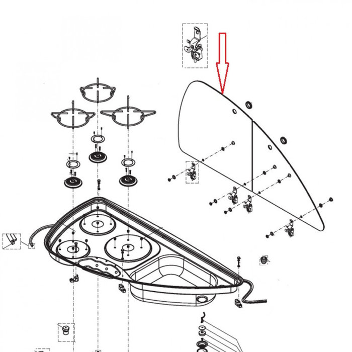 Dometic Dometic Kombi 960 Linker Glasplaat RAL9005
