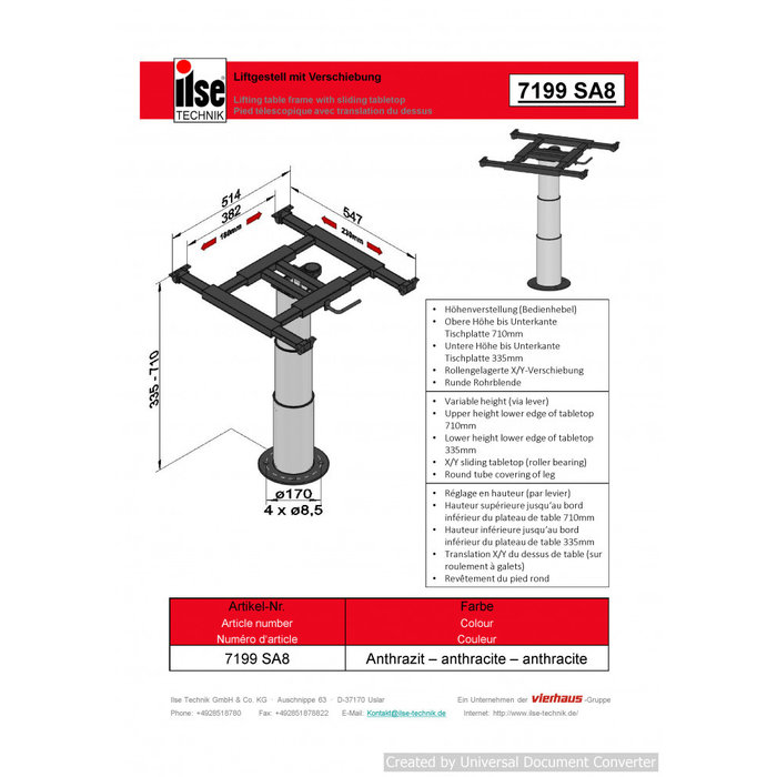 Ilse Ilse Lifttafelpoot 7199 SA8