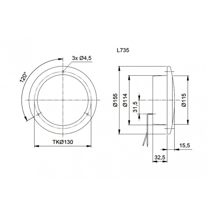 Jokon Jokon Achteruitrijlicht LED 735 met Reflector Rond Wit/Rood