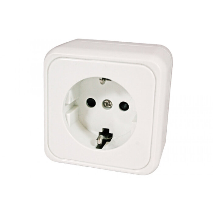 FjordOutdoor Contactdoos Enkel 230V Opbouw Wit