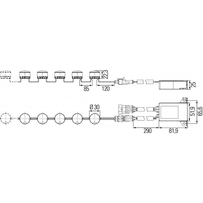 Hella Hella Dagrijverlichtingsset LEDayFlex 5 LEDs 12/24V